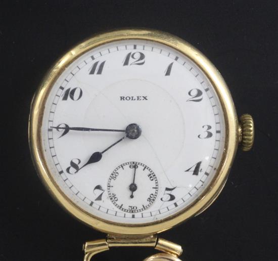 A 1920s 18ct gold Rolex nurses? fob watch,